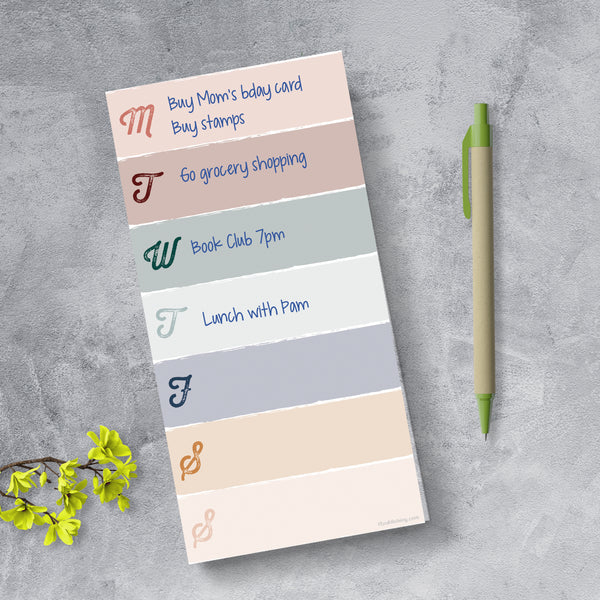 Weekly Color Block Boho Magnet List Pad