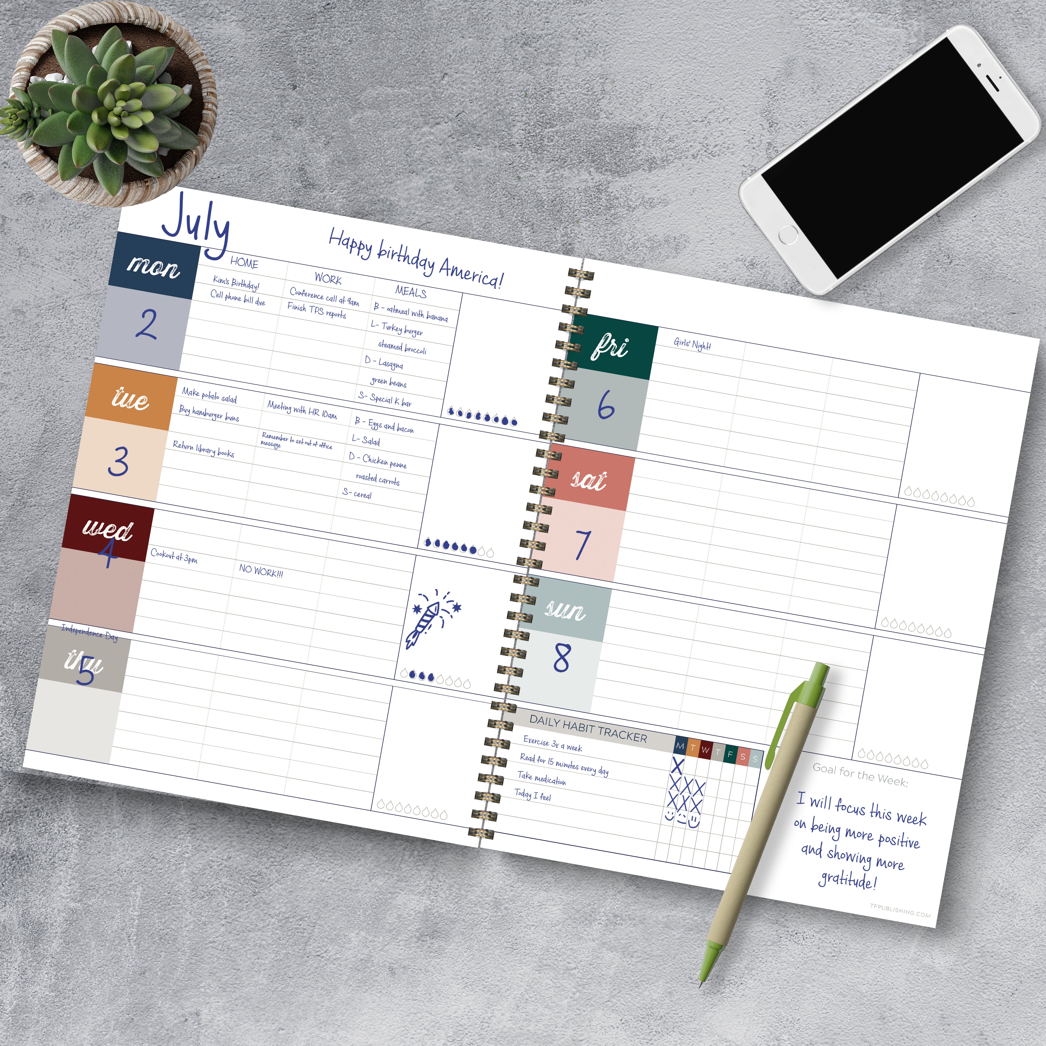 Spotted Dot Boho Undated Large Weekly Monthly Spiral Planner - 0