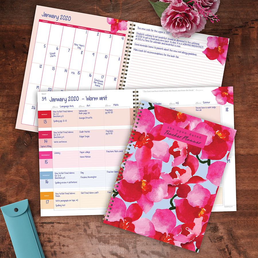 Floral Open Dated Weekly/Monthly Teacher Lesson Planner