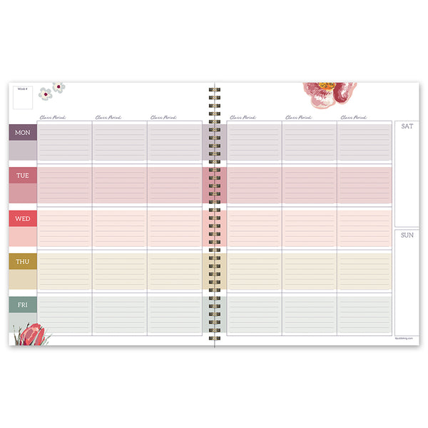 Botanical Floral Undated Weekly Teacher Planner Lesson Plan Book