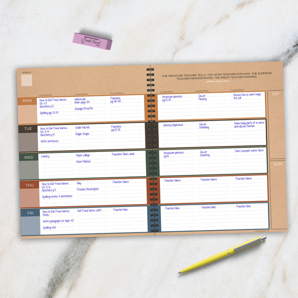 Kraft Undated Weekly Teacher Planner Lesson Plan Book